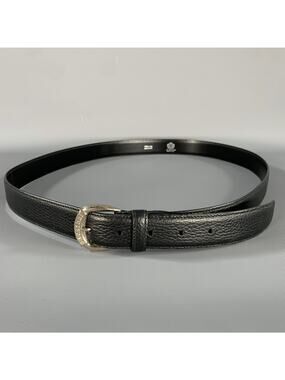A. TESTONI Size 46 Black Pebble Grain Leather Belt